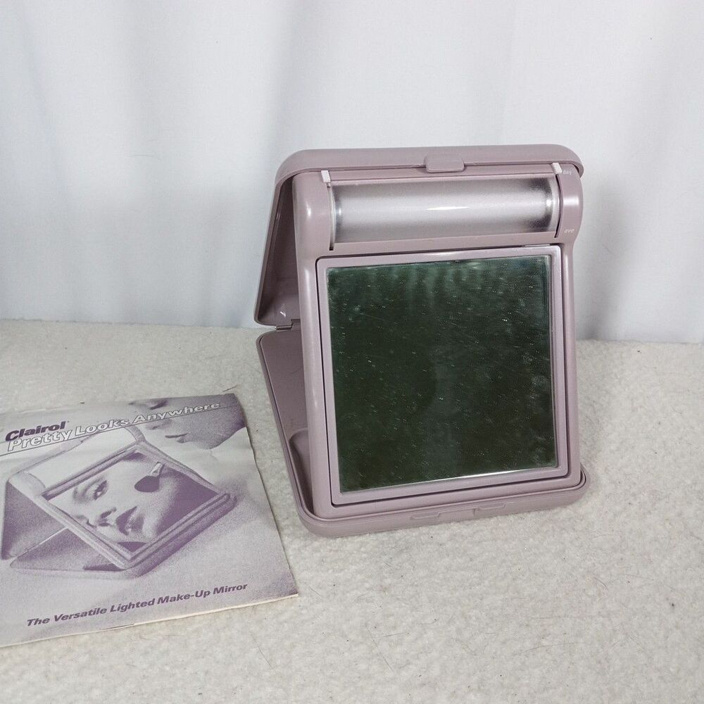 Vintage Clairol Lighted Folding Travel Makeup Mirror 1983 Portable Vanity - Work